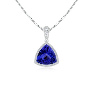 6mm AAAA Bezel-Set Trillion Tanzanite Pendant with Milgrain in S999 Silver