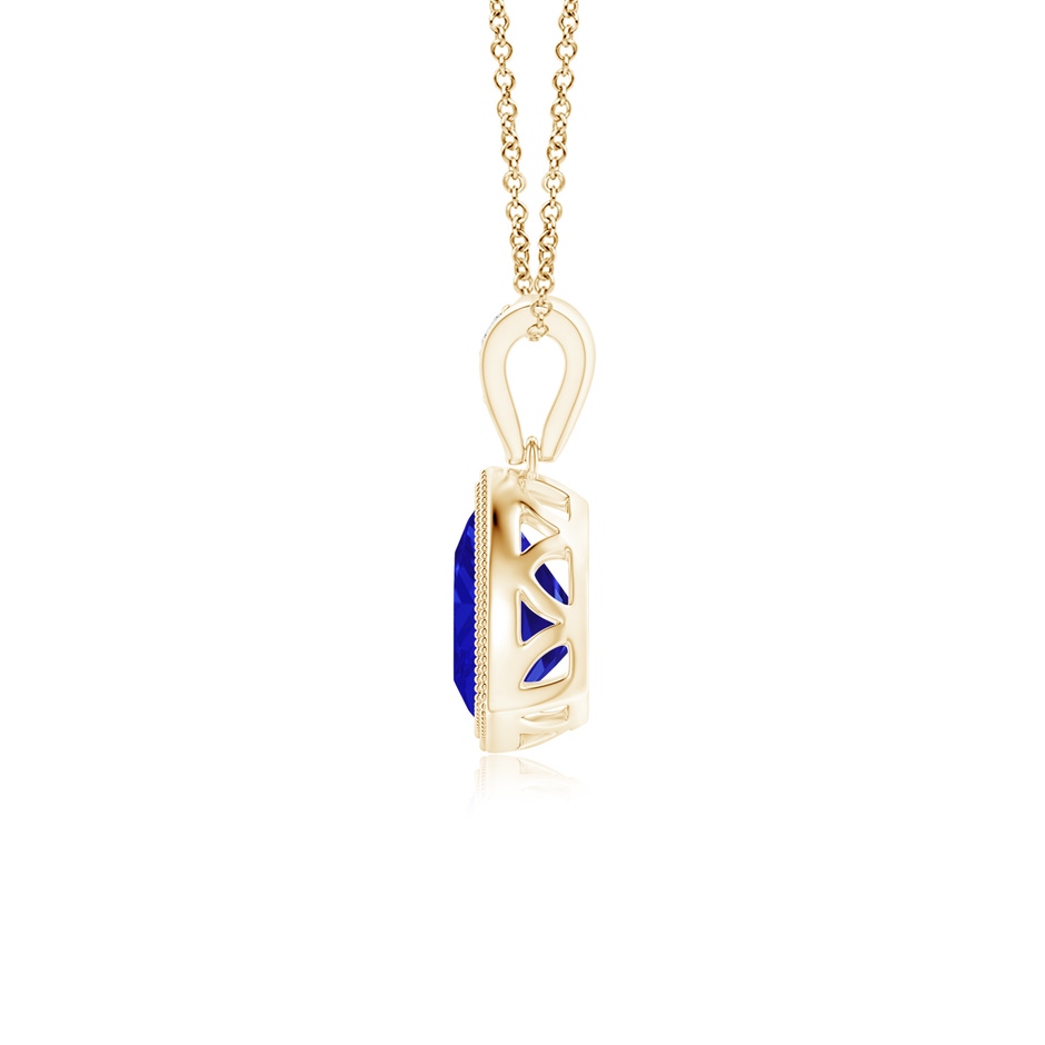 6mm AAAA Bezel-Set Trillion Tanzanite Pendant with Milgrain in Yellow Gold side 1