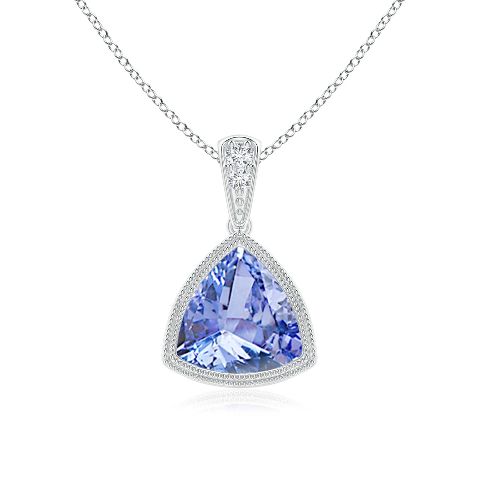 7mm A Bezel-Set Trillion Tanzanite Pendant with Milgrain in White Gold 