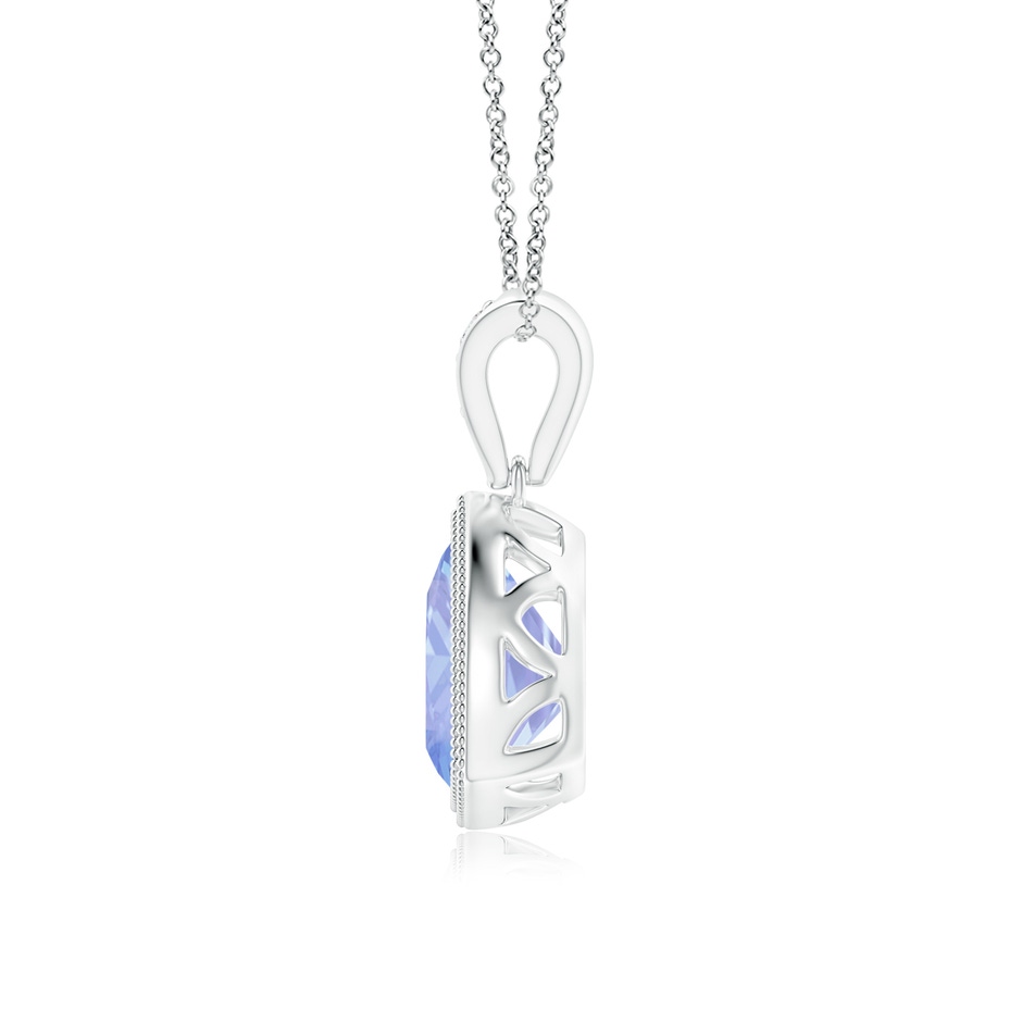 7mm A Bezel-Set Trillion Tanzanite Pendant with Milgrain in White Gold side 1