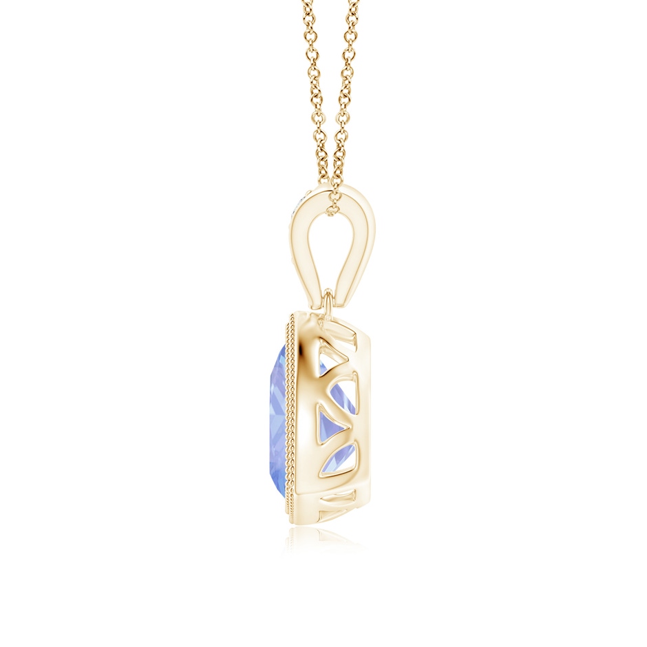 7mm A Bezel-Set Trillion Tanzanite Pendant with Milgrain in Yellow Gold side 1