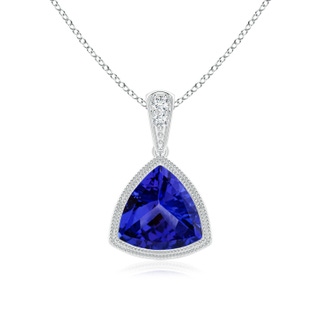 7mm AAAA Bezel-Set Trillion Tanzanite Pendant with Milgrain in P950 Platinum