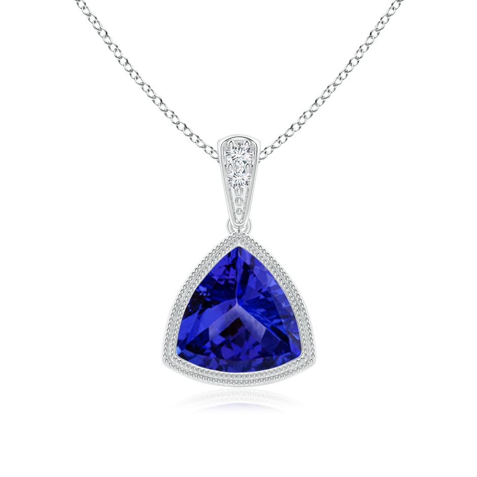 7mm AAAA Bezel-Set Trillion Tanzanite Pendant with Milgrain in P950 Platinum 