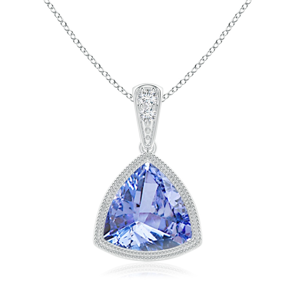 8mm A Bezel-Set Trillion Tanzanite Pendant with Milgrain in White Gold 
