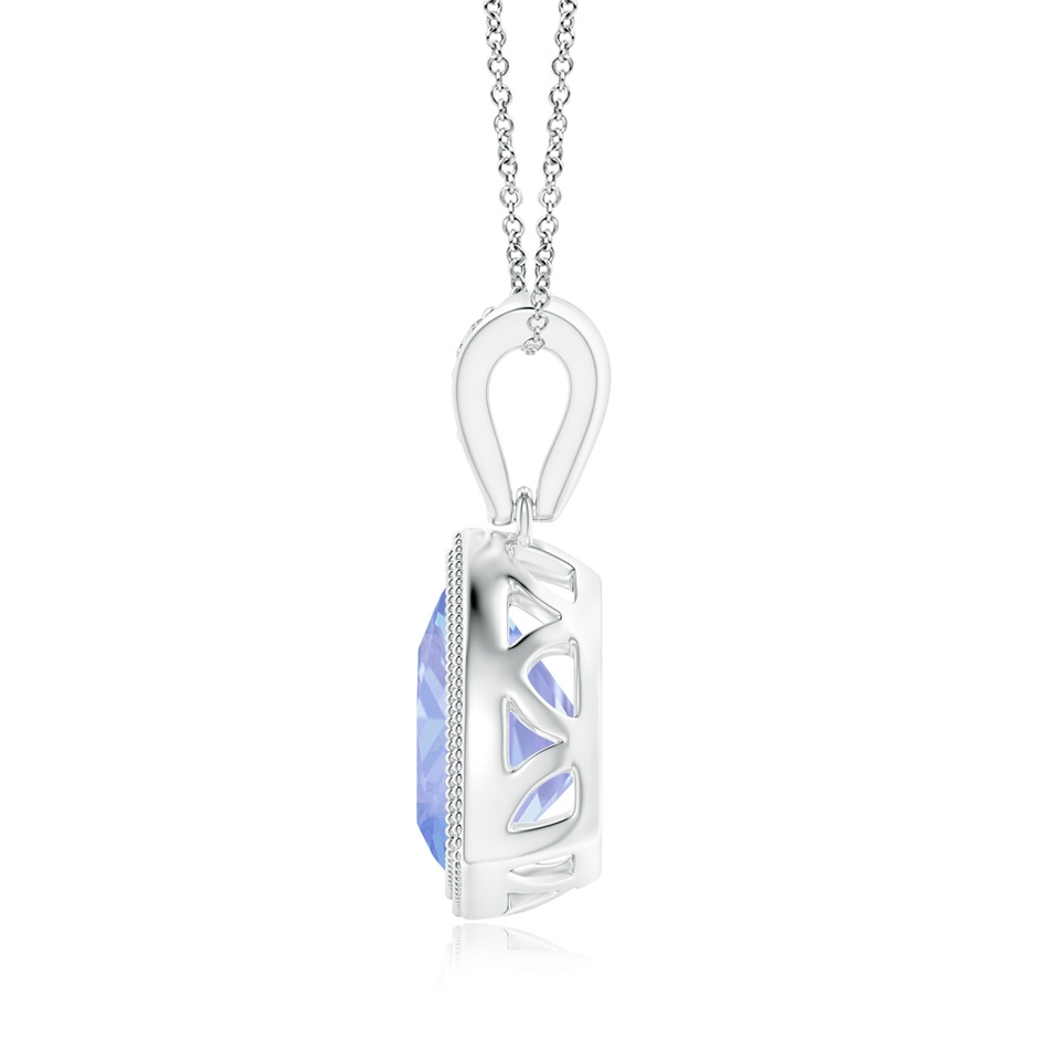 8mm A Bezel-Set Trillion Tanzanite Pendant with Milgrain in White Gold side 1