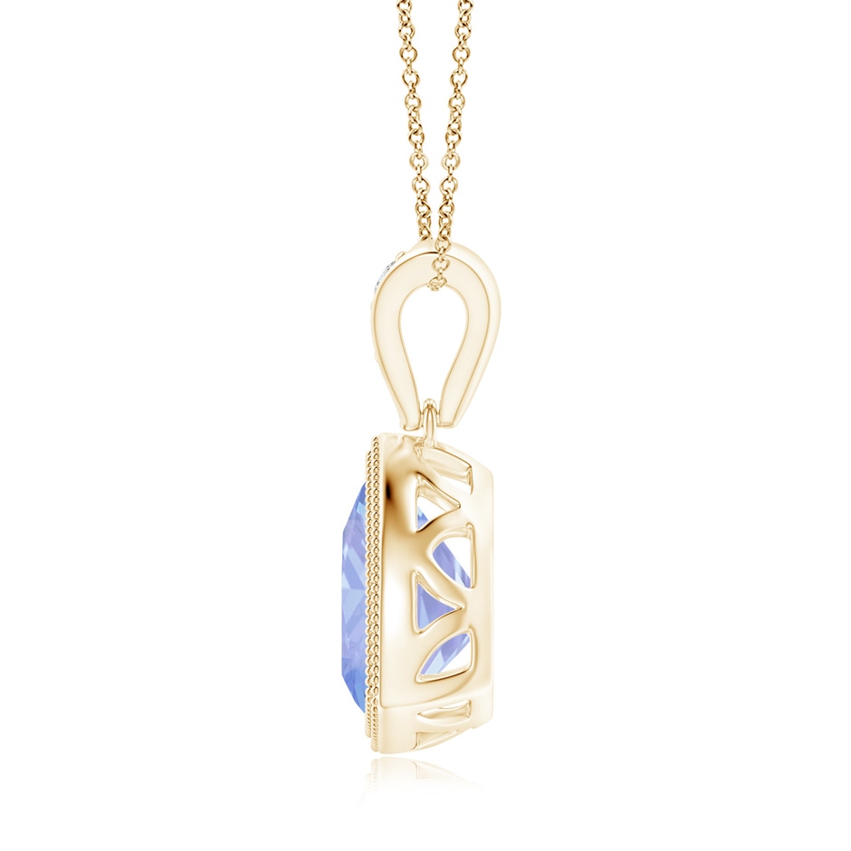 8mm A Bezel-Set Trillion Tanzanite Pendant with Milgrain in Yellow Gold side 1