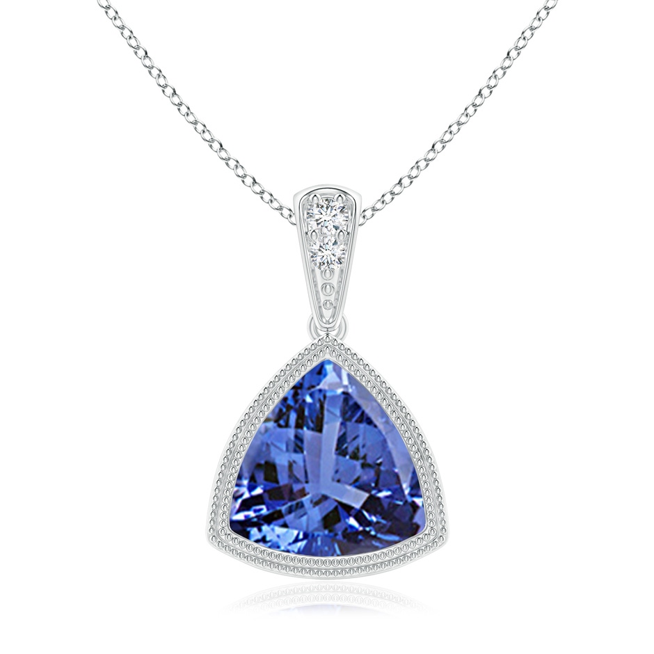 8mm AA Bezel-Set Trillion Tanzanite Pendant with Milgrain in P950 Platinum 