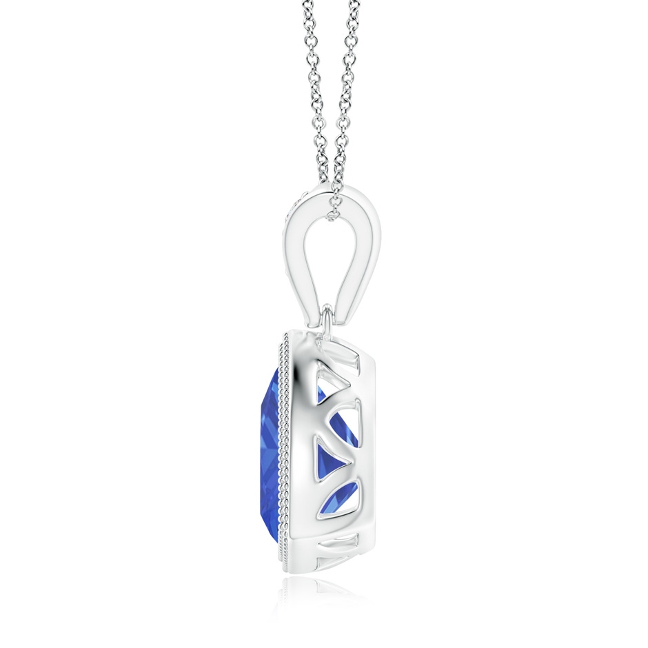 8mm AA Bezel-Set Trillion Tanzanite Pendant with Milgrain in P950 Platinum side 1