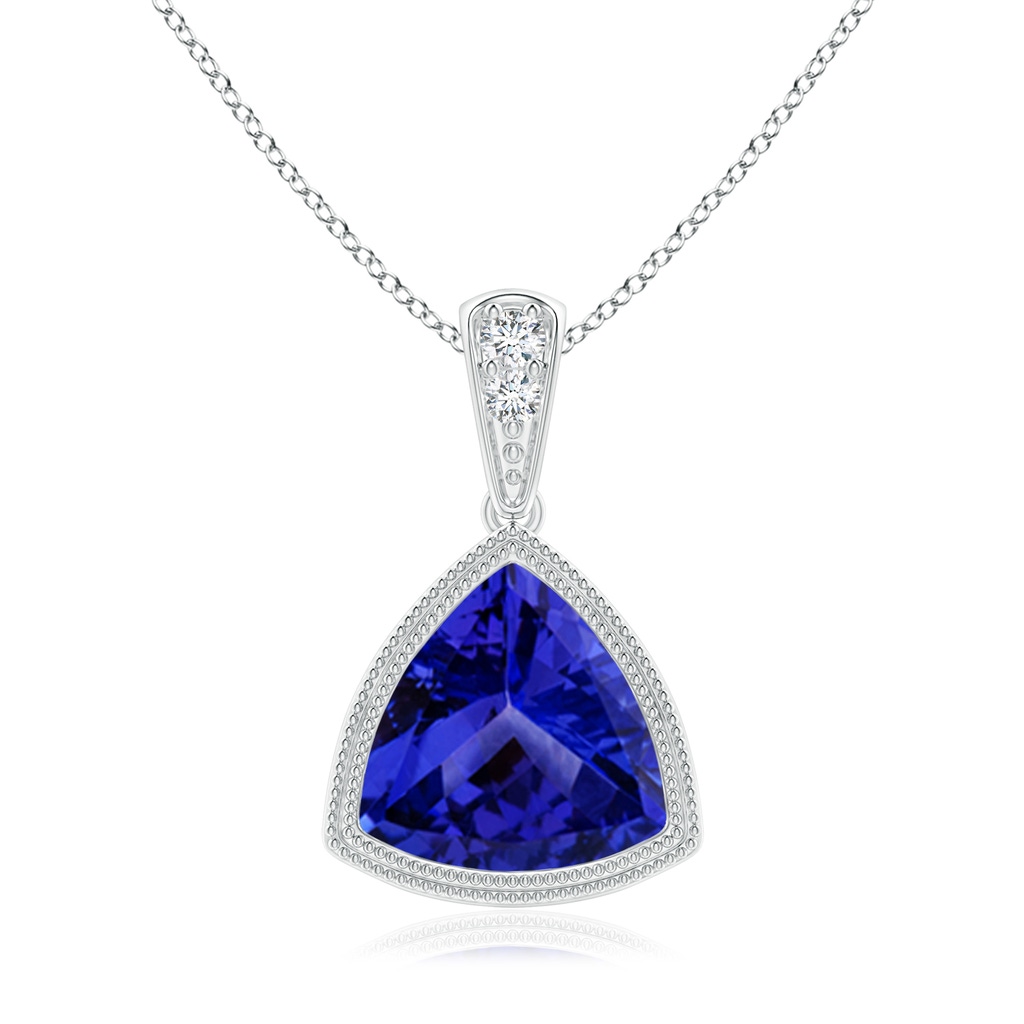 8mm AAAA Bezel-Set Trillion Tanzanite Pendant with Milgrain in P950 Platinum 