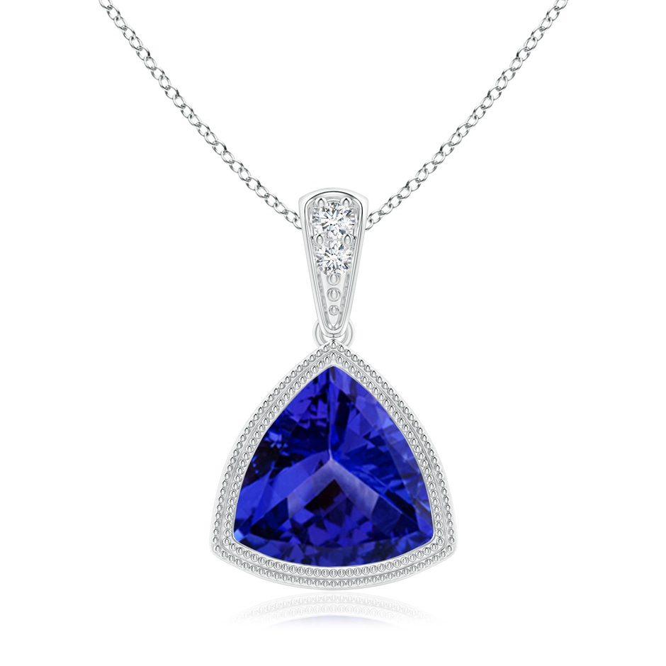 8mm AAAA Bezel-Set Trillion Tanzanite Pendant with Milgrain in White Gold 