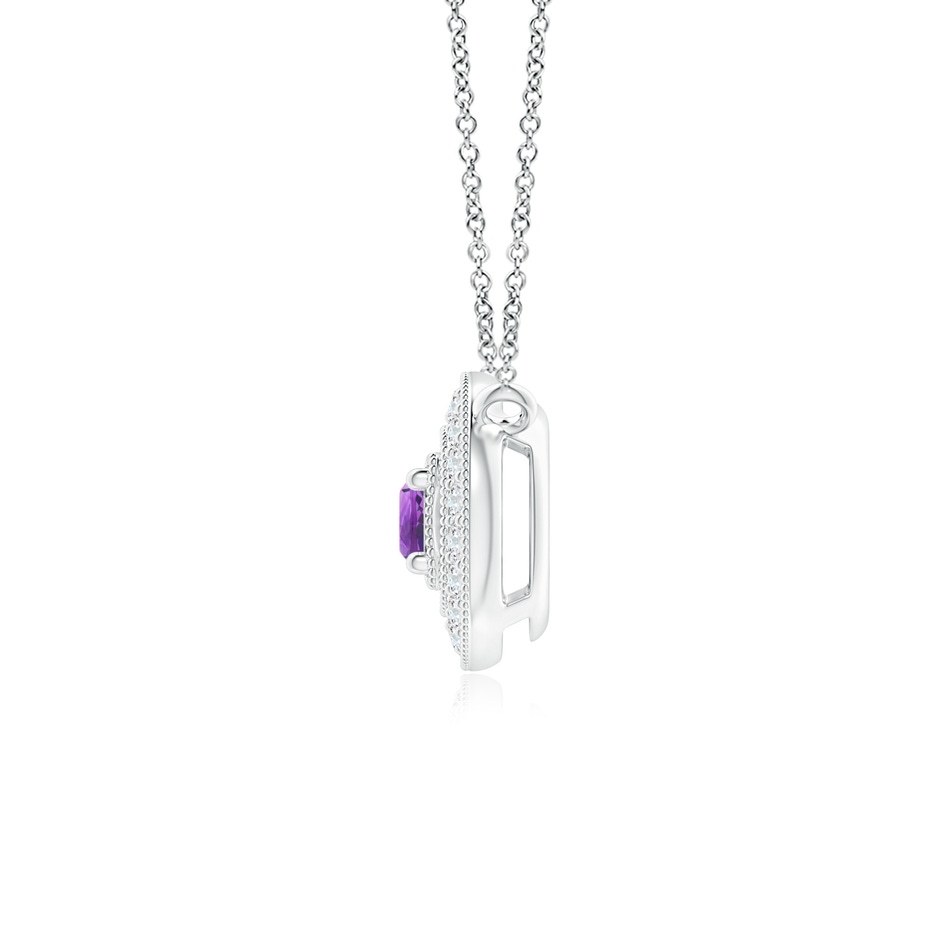 2.5mm AAAA Vintage Style Amethyst Halo Pendant with Milgrain Detailing in P950 Platinum side 1