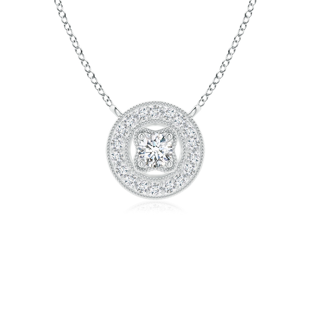 2.5mm GVS2 Vintage Style Diamond Halo Pendant with Milgrain Detailing in S999 Silver