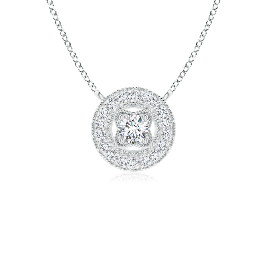 2.5mm GVS2 Vintage Style Diamond Halo Pendant with Milgrain Detailing in S999 Silver 