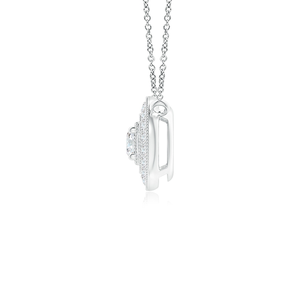 2.5mm GVS2 Vintage Style Diamond Halo Pendant with Milgrain Detailing in S999 Silver - side 199