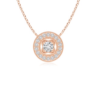 2.5mm HSI2 Vintage Style Diamond Halo Pendant with Milgrain Detailing in Rose Gold