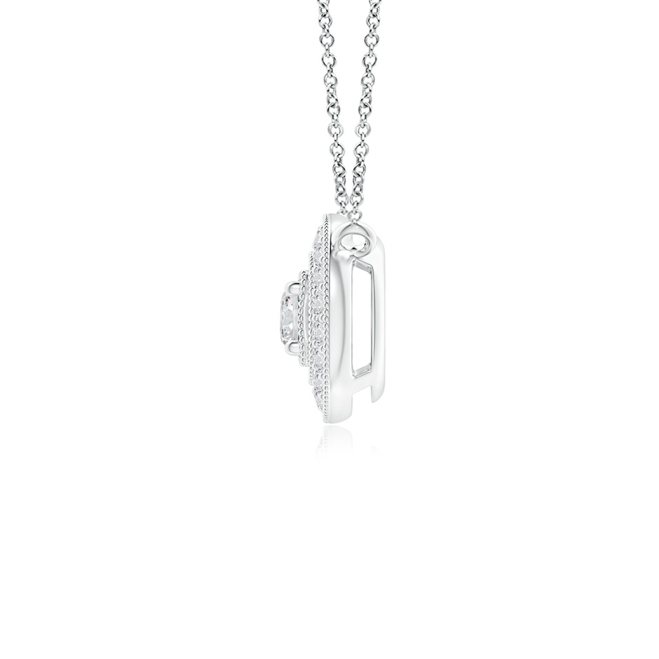 2.5mm HSI2 Vintage Style Diamond Halo Pendant with Milgrain Detailing in S999 Silver side 199