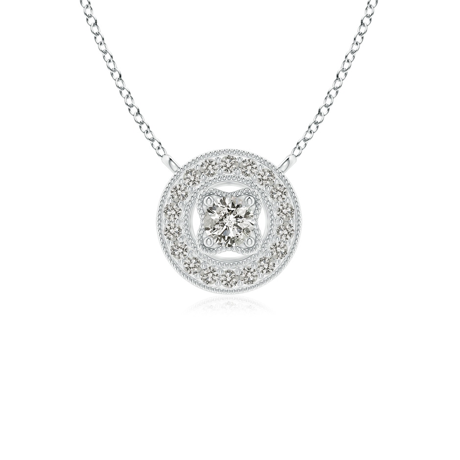 2.5mm KI3 Vintage Style Diamond Halo Pendant with Milgrain Detailing in S999 Silver 