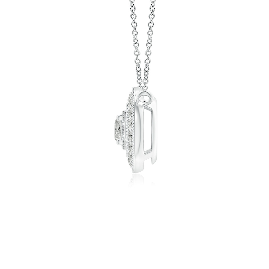 2.5mm KI3 Vintage Style Diamond Halo Pendant with Milgrain Detailing in S999 Silver side 199