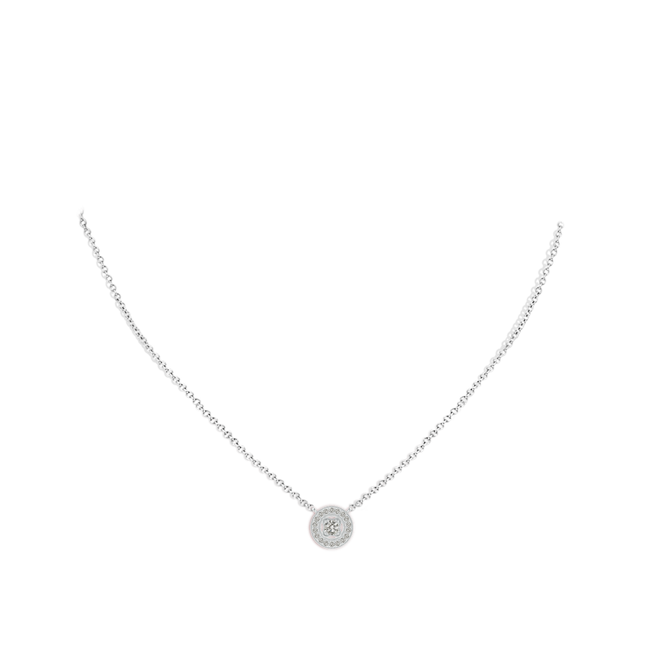 2.5mm KI3 Vintage Style Diamond Halo Pendant with Milgrain Detailing in S999 Silver pen