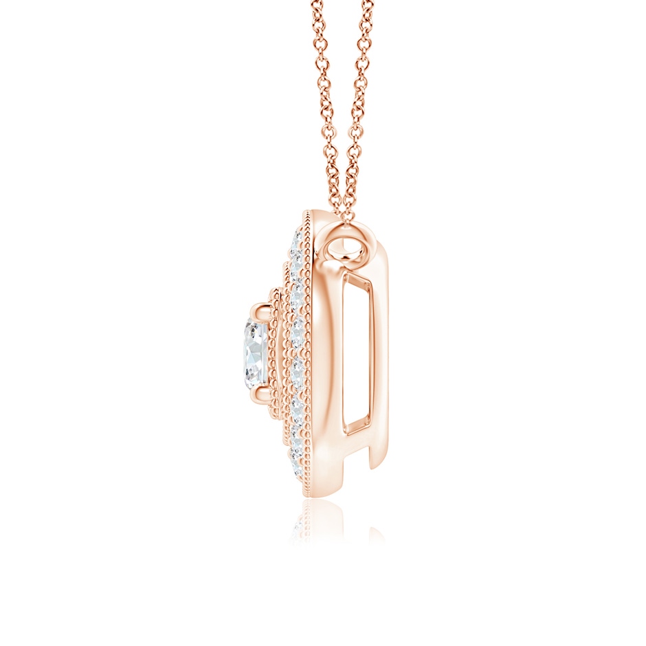 3.5mm GVS2 Vintage Style Diamond Halo Pendant with Milgrain Detailing in 10K Rose Gold side 199