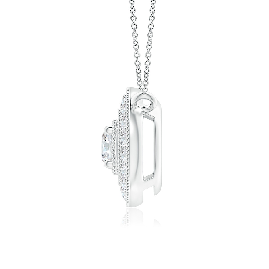 3.5mm GVS2 Vintage Style Diamond Halo Pendant with Milgrain Detailing in 18K White Gold side 199
