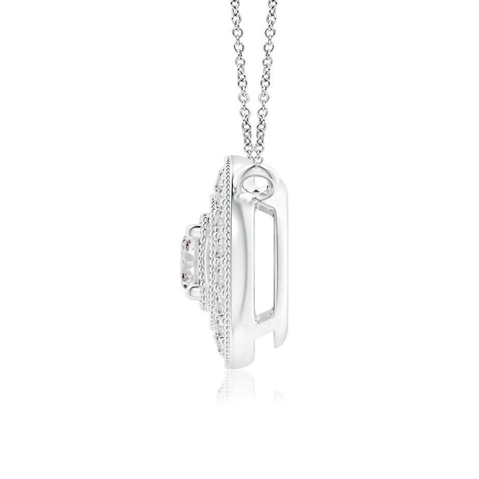3.5mm IJI1I2 Vintage Style Diamond Halo Pendant with Milgrain Detailing in 18K White Gold side 199