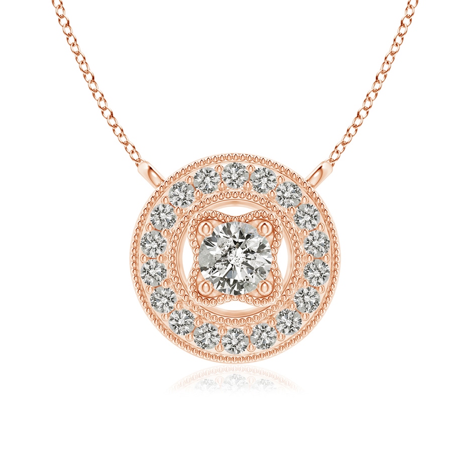 3.5mm KI3 Vintage Style Diamond Halo Pendant with Milgrain Detailing in Rose Gold 