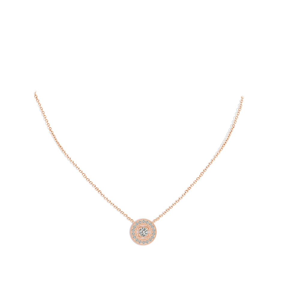 3.5mm KI3 Vintage Style Diamond Halo Pendant with Milgrain Detailing in Rose Gold pen