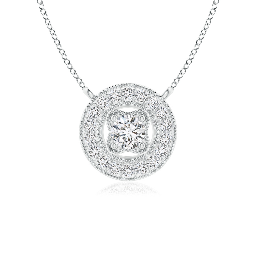 3mm HSI2 Vintage Style Diamond Halo Pendant with Milgrain Detailing in P950 Platinum