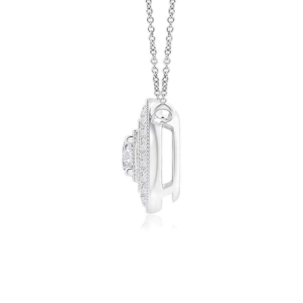 3mm HSI2 Vintage Style Diamond Halo Pendant with Milgrain Detailing in P950 Platinum - side 199