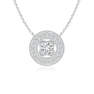 3mm HSI2 Vintage Style Diamond Halo Pendant with Milgrain Detailing in White Gold