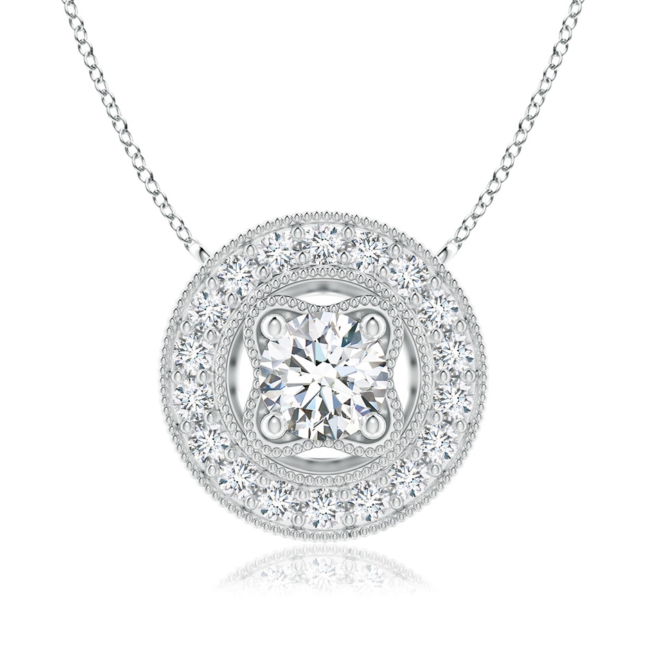 6.4mm GVS2 Vintage Style Diamond Halo Pendant with Milgrain Detailing in P950 Platinum 