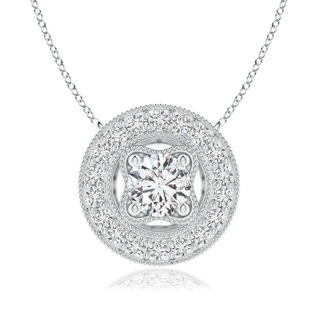 6.4mm HSI2 Vintage Style Diamond Halo Pendant with Milgrain Detailing in S999 Silver