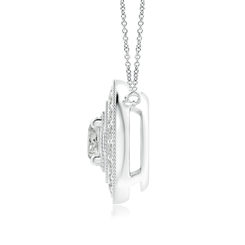 6.4mm KI3 Vintage Style Diamond Halo Pendant with Milgrain Detailing in White Gold side 199