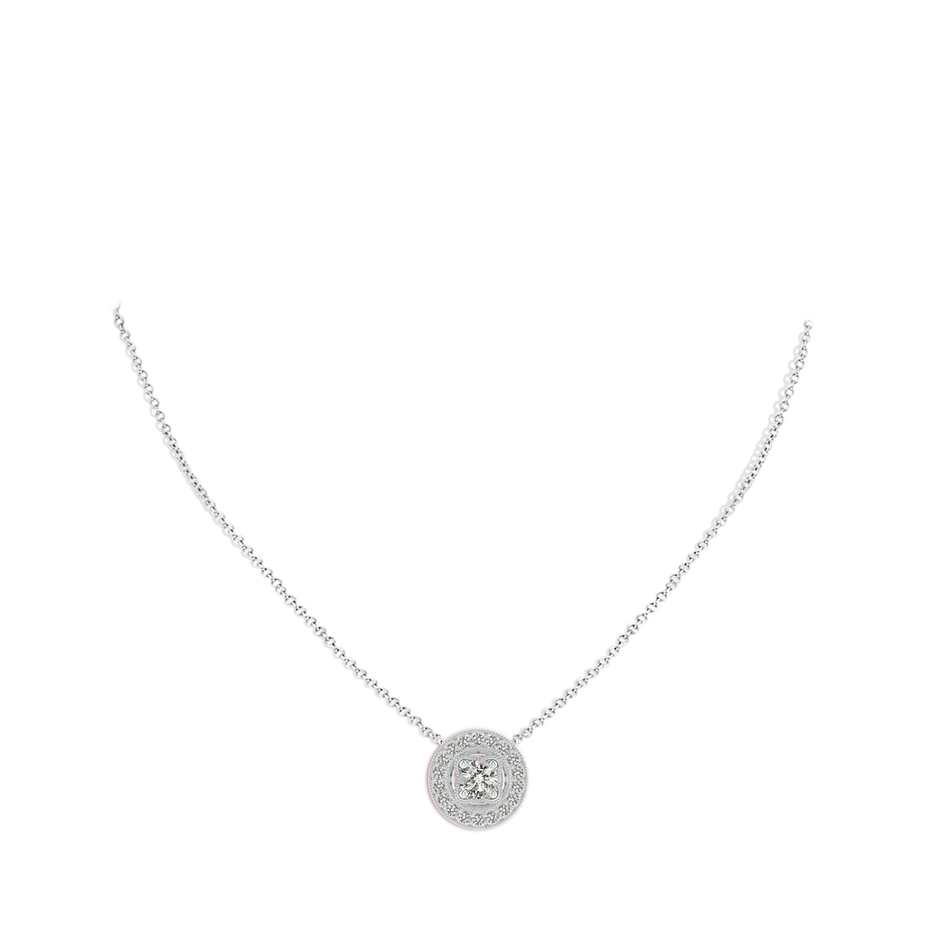 6.4mm KI3 Vintage Style Diamond Halo Pendant with Milgrain Detailing in White Gold pen