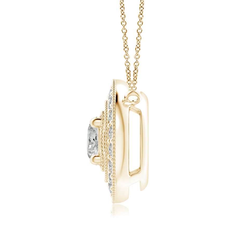 6.4mm KI3 Vintage Style Diamond Halo Pendant with Milgrain Detailing in Yellow Gold side 199