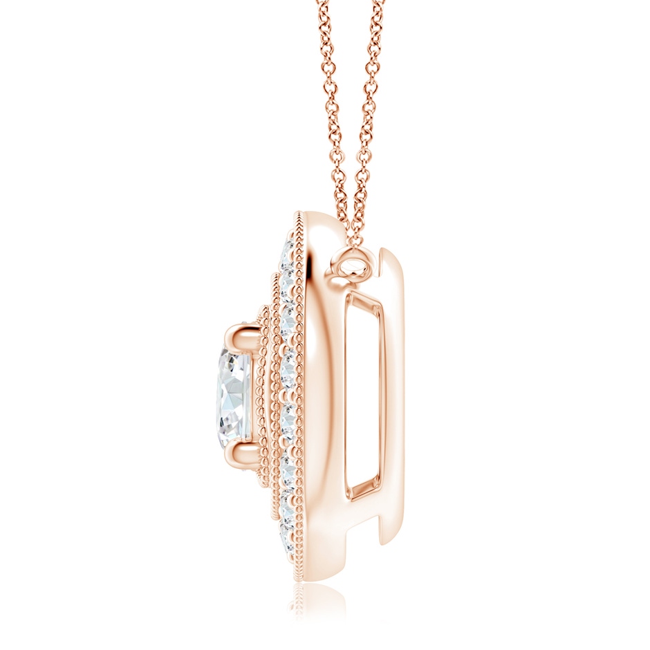 7.4mm GVS2 Vintage Style Diamond Halo Pendant with Milgrain Detailing in Rose Gold side 199
