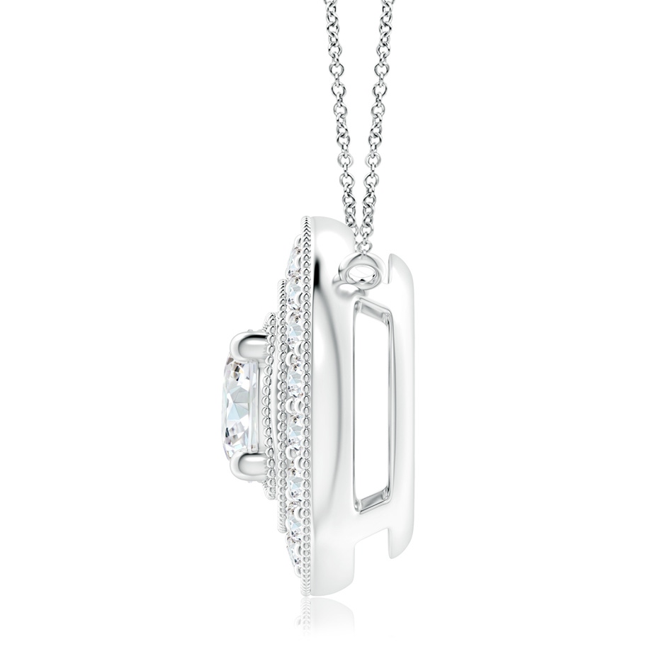 7.4mm GVS2 Vintage Style Diamond Halo Pendant with Milgrain Detailing in S999 Silver side 199