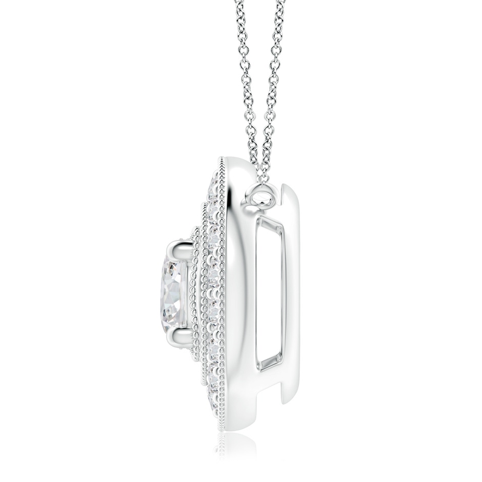 7.4mm HSI2 Vintage Style Diamond Halo Pendant with Milgrain Detailing in White Gold side 199