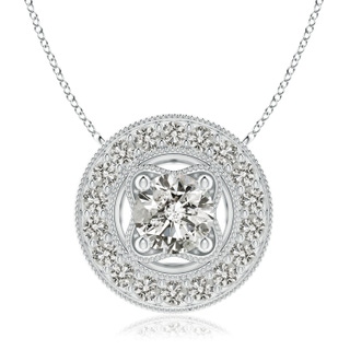 7.4mm KI3 Vintage Style Diamond Halo Pendant with Milgrain Detailing in P950 Platinum