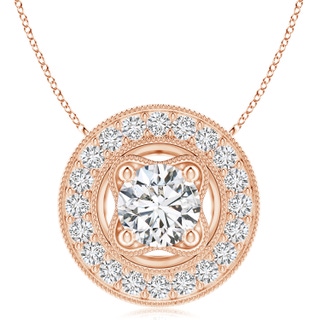 8mm HSI2 Vintage Style Diamond Halo Pendant with Milgrain Detailing in 18K Rose Gold
