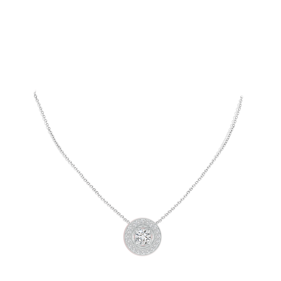 8mm HSI2 Vintage Style Diamond Halo Pendant with Milgrain Detailing in P950 Platinum pen
