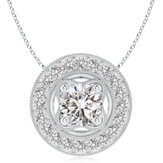 8mm IJI1I2 Vintage Style Diamond Halo Pendant with Milgrain Detailing in S999 Silver