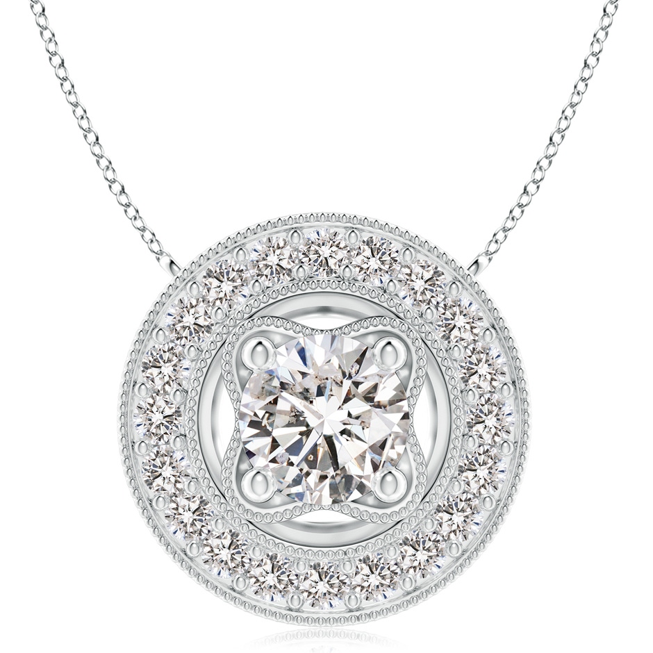 8mm IJI1I2 Vintage Style Diamond Halo Pendant with Milgrain Detailing in S999 Silver 