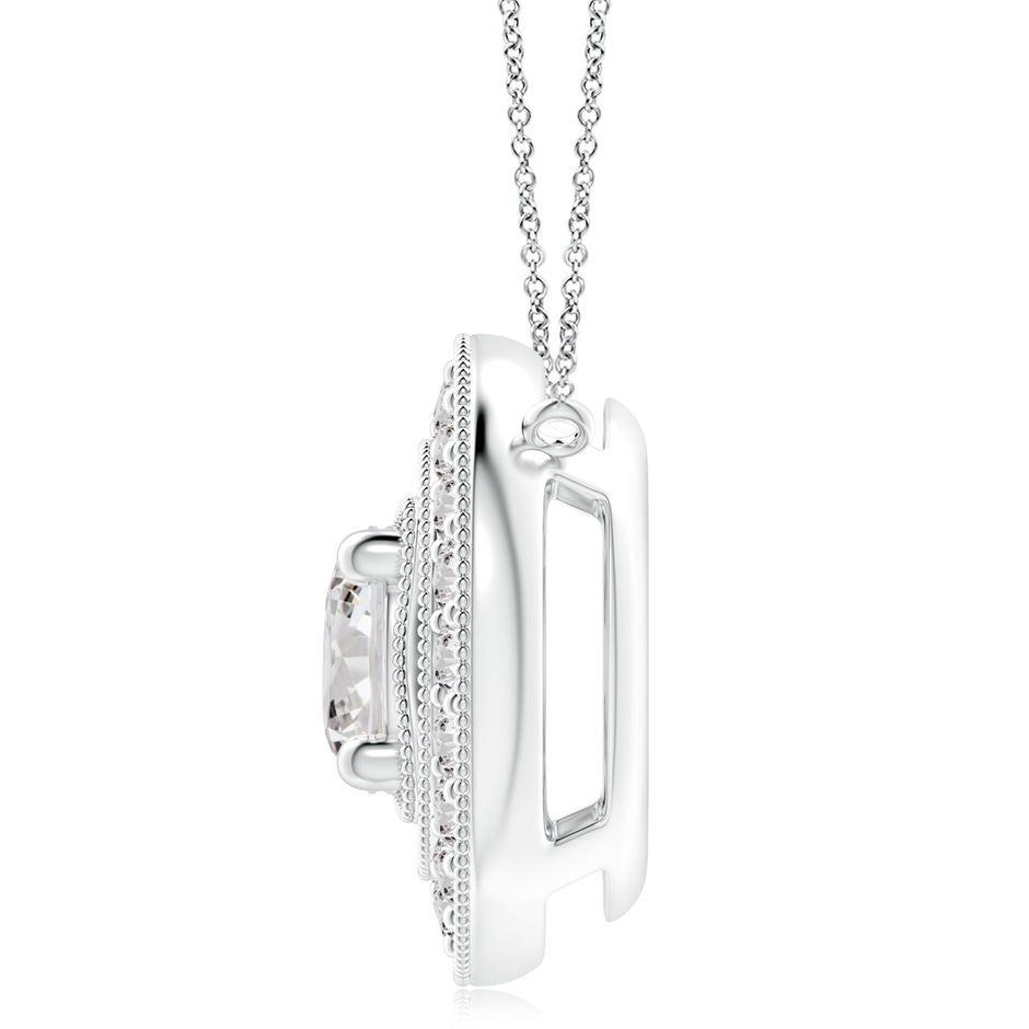 8mm IJI1I2 Vintage Style Diamond Halo Pendant with Milgrain Detailing in S999 Silver side 199