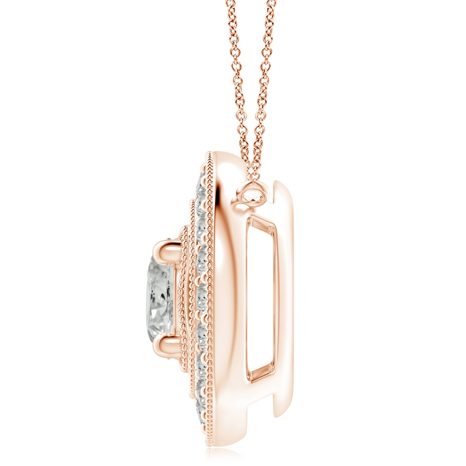 8mm KI3 Vintage Style Diamond Halo Pendant with Milgrain Detailing in Rose Gold side 199