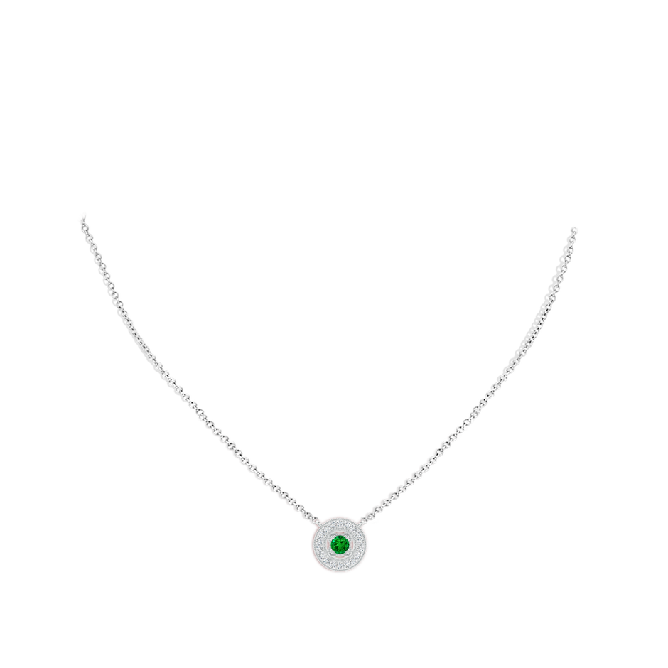 3mm AAAA Vintage Style Emerald Halo Pendant with Milgrain Detailing in P950 Platinum pen