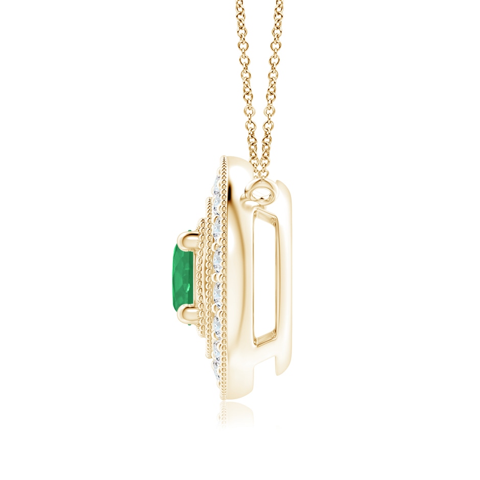 6mm A Vintage Style Emerald Halo Pendant with Milgrain Detailing in Yellow Gold side 199