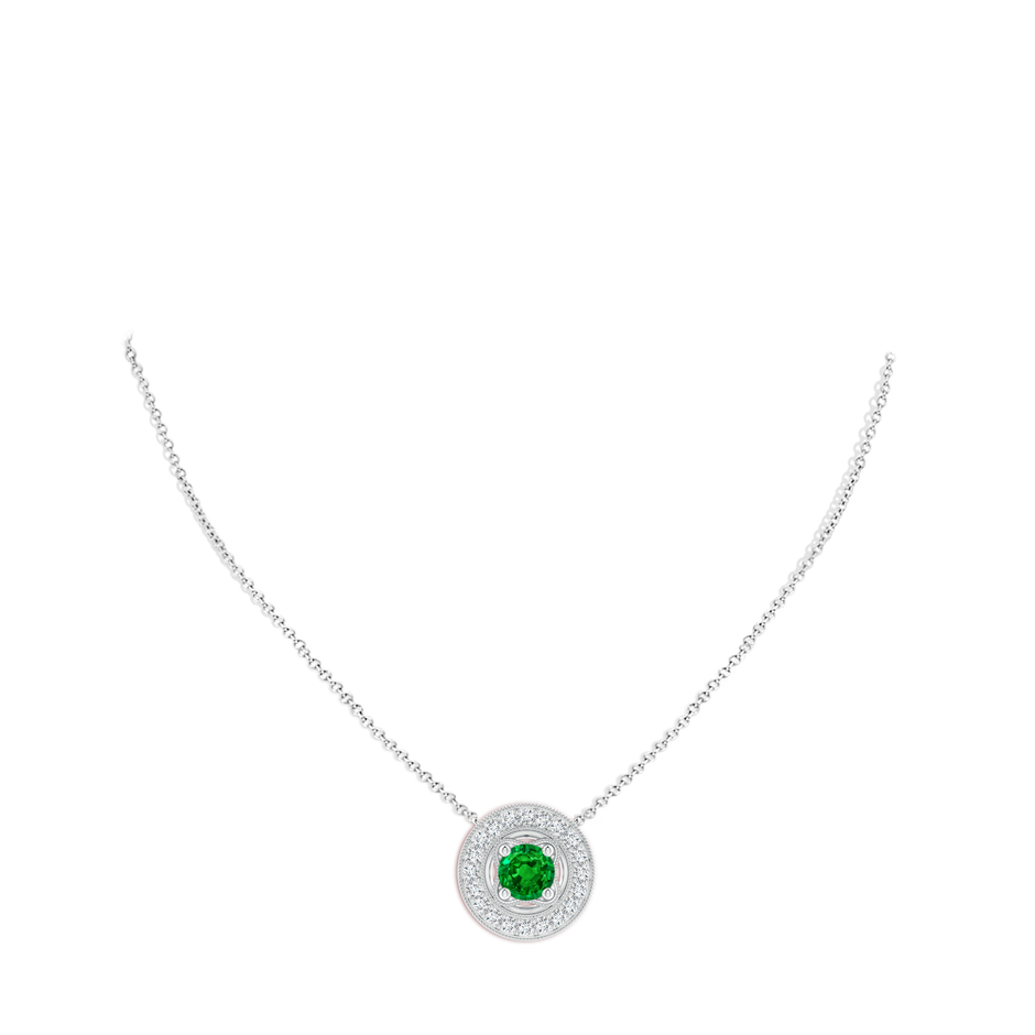 8mm AAAA Vintage Style Emerald Halo Pendant with Milgrain Detailing in P950 Platinum pen