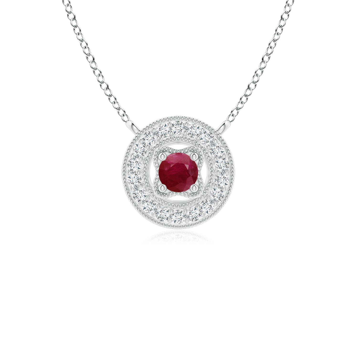 A - Ruby / 0.14 CT / 14 KT White Gold